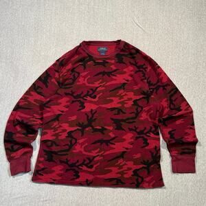 Polo Ralph Lauren red and black camo longsleeve pony embroidered tee